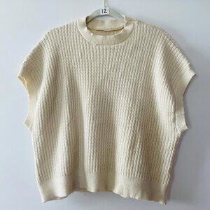 Unbranded Womens Cream Mock Neck Sleeveless Ribbed Knit Sweater Vest Size L/XL